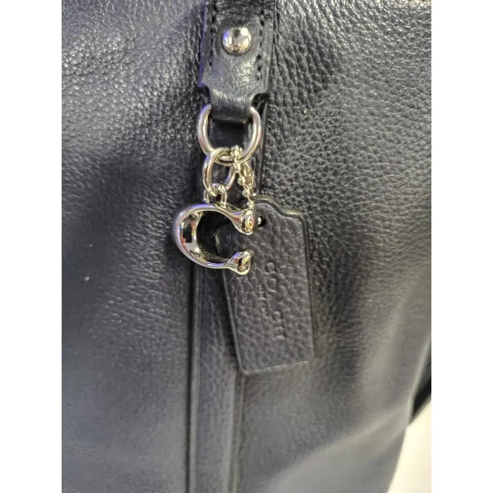 Coach 1573 May Pebble Leather Tote Navy Midnight Blue Shoulder Bag